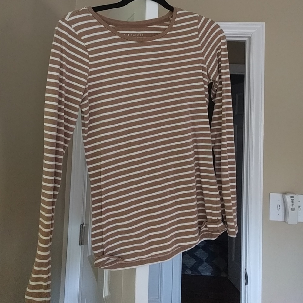 Long sleeve camel striped t-shirt